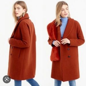 NWT JCrew Shawl Collar Coat Women’s 12 RARE Rust Burnt Orange Heather Chestnut